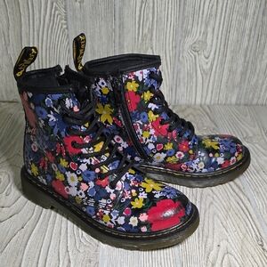 Dr. Martens Youth 1460 Wander Floral Print Leather Combat Boots Kids Size 1